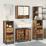 Bathroom Furniture Set with Door 4 pcs Old Wood Engineered Wood 3402497