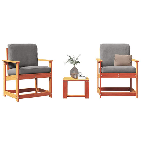 3 Piece Garden Lounge Set Wax Brown Solid Wood Pine 844663