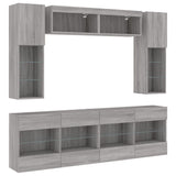 6 Piece TV Wall Cabinet Set with LED Lights Grey Sonoma 3216802