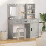 Dressing Table with Mirror Lights 2 pcs Grey Engineered Wood 3334266