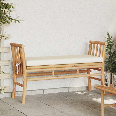 Garden Bench with Cushion Brown 110 x 38 x 65cm Bamboo 4108077