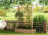 Wooden Trellis Planter Box, Raised Garden Bed to Grow Vegetables, Herbs and Flowers, Natural Tone T3398P315413