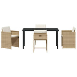 Garden Dining Set with Cushion 5 pcs Beige Poly Rattan 3379989