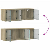 Wall Cabinet with Glass Doors Sonoma Oak 102x37x35 cm 836513