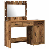 Dressing Table with Mirror Lights 2 pcs Brown Engineered wood 3334234