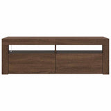 TV Cabinet with LED Lights Brown Oak 120x35x40 cm 815689