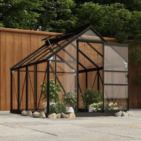 ZNTS Glass Greenhouse Anthracite 155x200.5x191 cm Aluminium 3082334