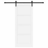 Sliding Door White and Black 83 x 202 cm Solid Pine Wood 3445398