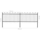 ZNTS Garden Fence with Hoop Top Steel 3.4x1 m Black 277657