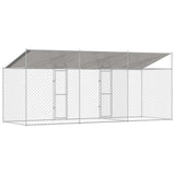 Dog Cage with Roof Silver 600 x 200 x 256 cm Steel and PE 3368304