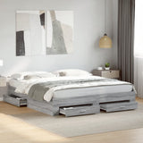Bed Frame with Drawers without Mattress Grey Sonoma 200x200 cm 3280361