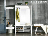 Hallway Furniture Set Shoe Bench Storage Mirror Cabinet Coat Rack Multiple Cubes Hangers Organiser T3398P344509
