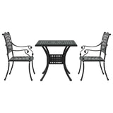 Garden Table Set 3 pcs Black Cast Aluminium 3334733