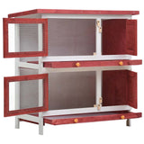 170836 Outdoor Rabbit Hutch 4 Doors Red Wood