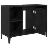 Sink cabinet Black Oak 80 x 33 x 60 cm Engineered Wood and Iron 881275