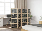 Room Divider 4 Panels Brown and Black Solid Wood Paulownia 358801