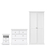 Paris 3 Piece Bundle, Bedside, Chest and 2 Door Wardrobe in White 7014949P1