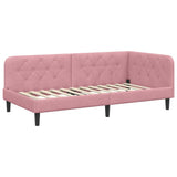Corner Bed Frame with Headboard Pink 100 x 200 cm Velvet 42016619