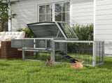 Wooden Rabbit Hutch with Outdoor Run Grey T3398P555843