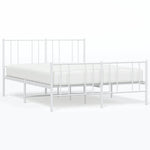 Metal Bed Frame without Mattress with Footboard White 140x190cm 352547