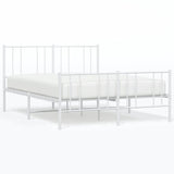 Metal Bed Frame without Mattress with Footboard White 140x190cm 352547