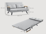 4-in-1 Velvet-Feel Double Sofa Bed, with Pillows - Light Grey T3398P328347