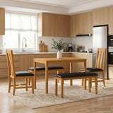 Dining Set 5 pcs Black Solid Oak Wood 3430283