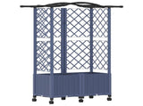 Raised Bed with Trellis and Roof Grey 122 x 40 x 144 cm PP 3423023