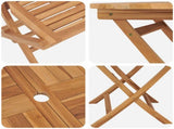 5 Piece Folding Garden Bistro Set Natural Solid Teak Wood 3434089
