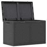 Garden Storage Box 180L Black PP Rattan 151228