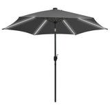 Garden Parasol with LED Lights and Aluminium Pole 300 cm Anthracite 47362
