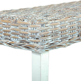 Bench 160 cm White Natural Kubu Rattan and Solid Mango Wood 285792