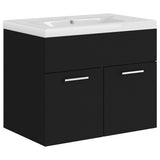 Sink Cabinet With Basin Black and White Engineered wood and Ceramic 3070821