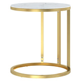 Side Table Gold and White Marble 45 cm Tempered Glass 331664