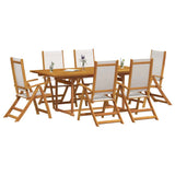 7 Piece Garden Dining Set Solid Wood Acacia and Textilene 3279289