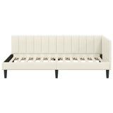Corner Bed Frame with Headboard Cream 100 cm x 200 cm Velvet 42016365