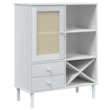 Highboard SENJA Rattan Look White 90x40x112cm Solid Wood Pine 358053