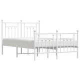 Bed Frame White Powder-Coated Steel Small Double Bed Frame 353601