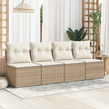 2 Piece Garden Sofa Set with Cushions Beige Poly Rattan Acacia 3325244