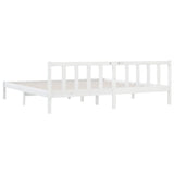 Bed Frame without Mattress White Solid Wood Super King Size 810098