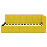 Corner Bed Frame with Headboard Yellow 90 cm x 200 cm Velvet 42016313