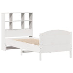 ZNTS Bookcase Bed without Mattress White 75x190 cm Small Single Solid Wood Pine 3323129