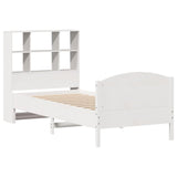 ZNTS Bookcase Bed without Mattress White 75x190 cm Small Single Solid Wood Pine 3323129