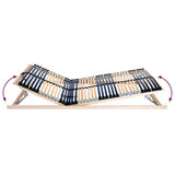 Slatted Bed Base Manual Brown 90 x 190 cm Solid Beech Wood 42015264