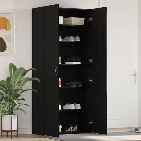Shoe Cabinet with Door Black 80 x 35.5 x 180 cm Engineered wood 3333845