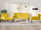 Sofa Sets with Cushion 3 pcs Yellow 115 x 56 x 80 cm Plywood 3406223