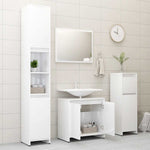 Bathroom Furniture Set High Gloss White Engineered Wood 802657