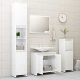 Bathroom Furniture Set High Gloss White Engineered Wood 802657
