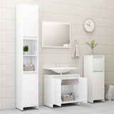 Bathroom Furniture Set High Gloss White Engineered Wood 802657