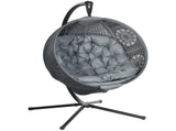 Round Egg Basket Chair, with Steel Stand, Charcoal Grey T3398P314771